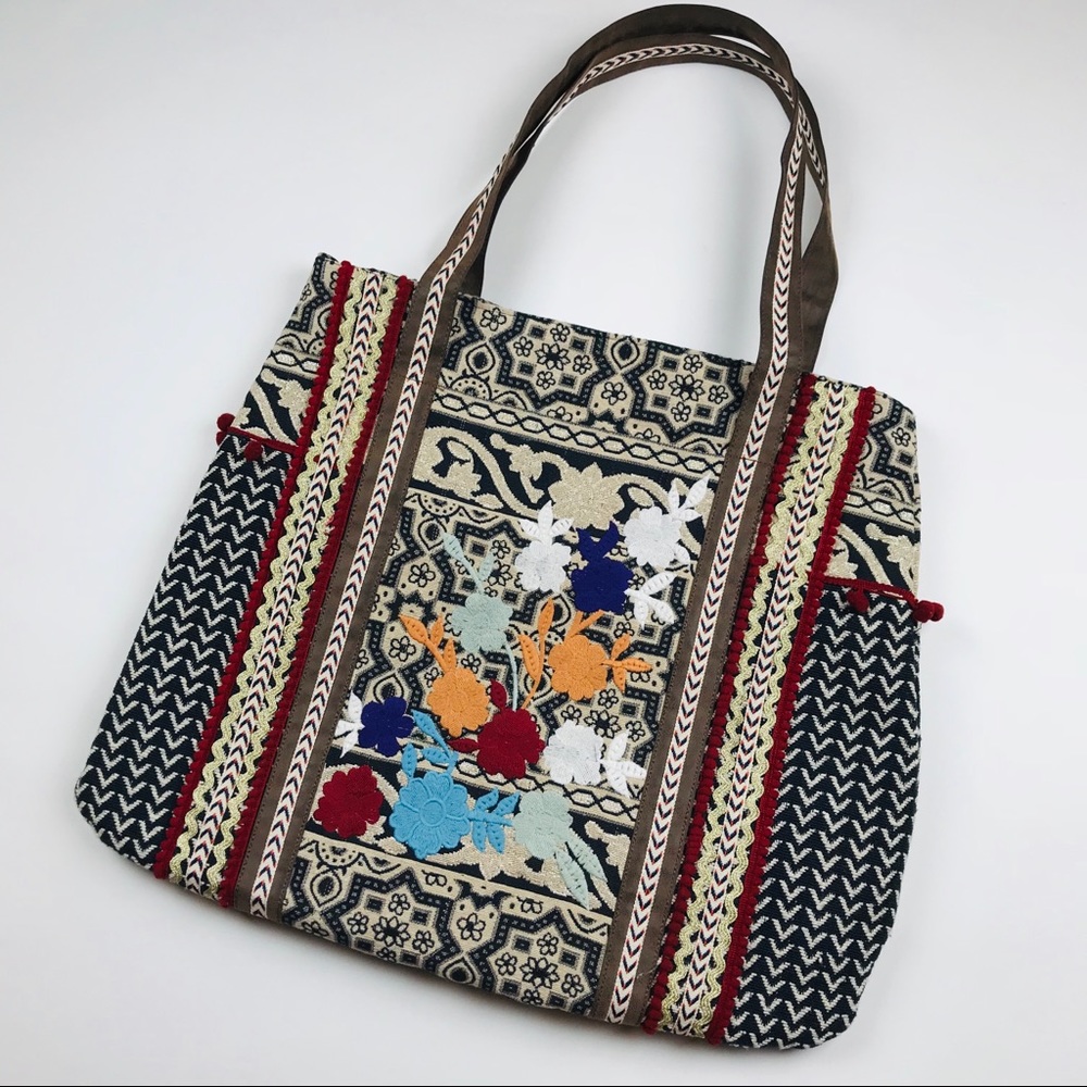 Kareena’s Boho Style Textile Rickrack Tote Bag